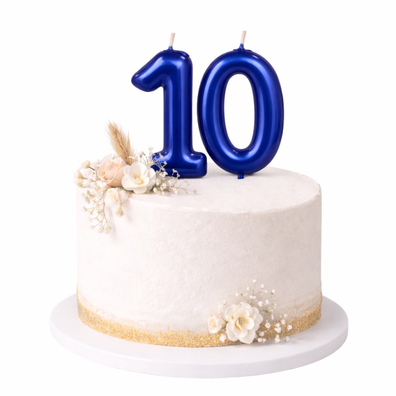 Świeczka urodzinowa cyfra granatowa 10cm