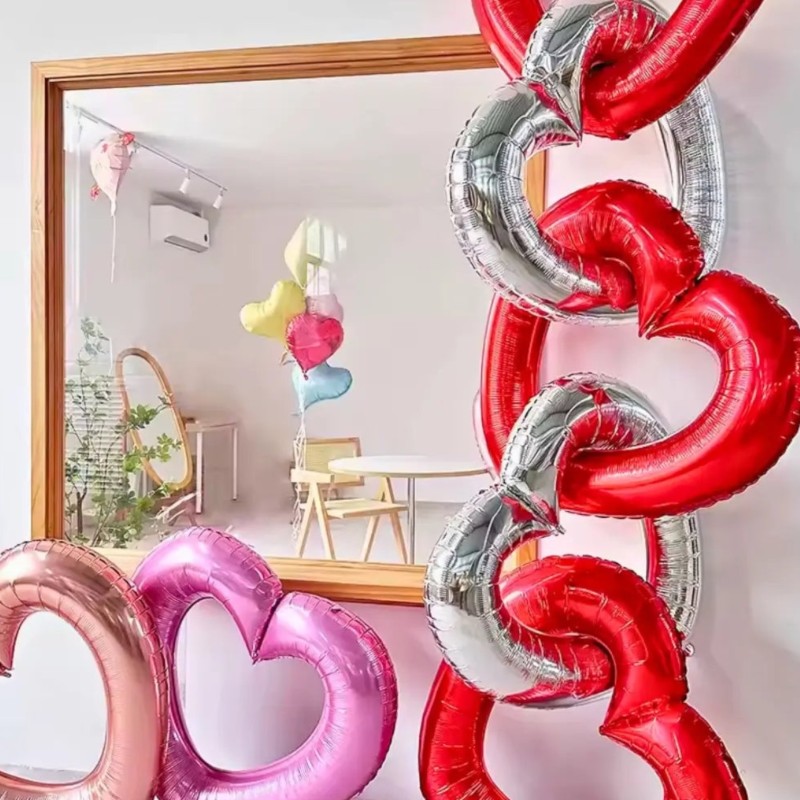 Balon foliowy serce różowe 106x102 cm