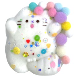 Gniotek antystresowy Squishy Kotek biały z pomponikami 1 szt.