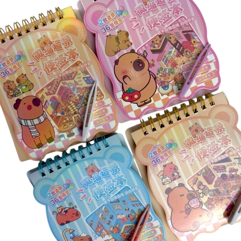 Układanka Wyklejanka Domki Scenki Kreatywne 3D antystresowa naklejki pęseta Kapibara