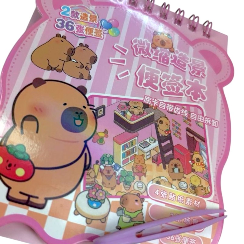 Układanka Wyklejanka Domki Scenki Kreatywne 3D antystresowa naklejki pęseta Kapibara