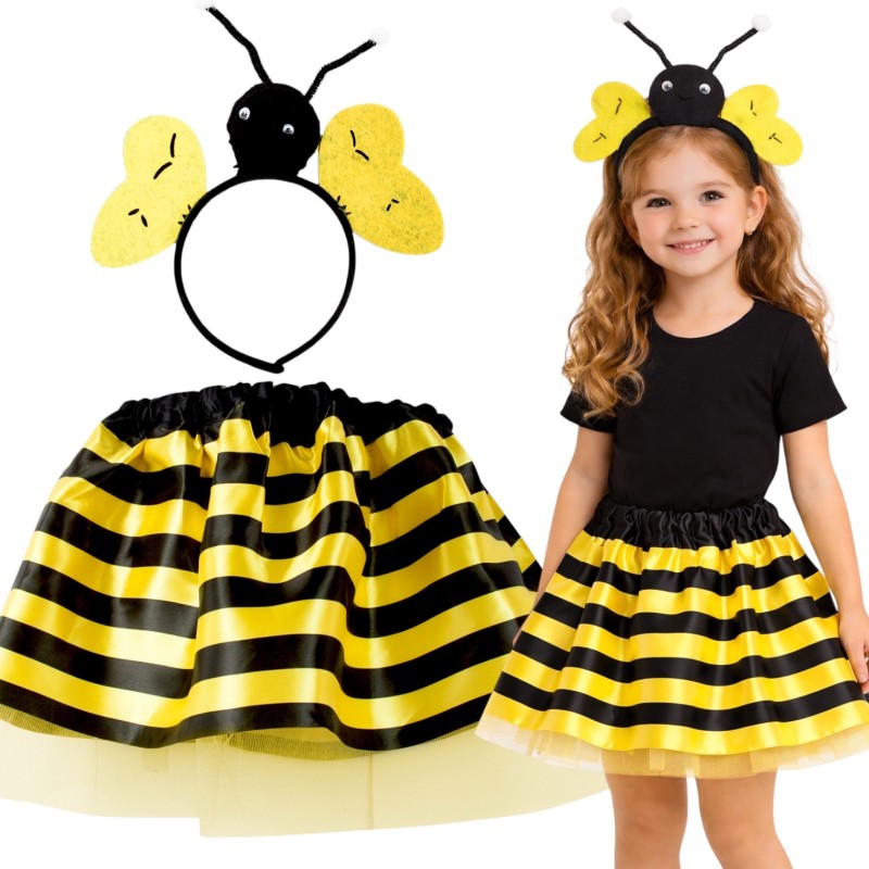 Strój pszczółka z satynową spódniczką i opaską