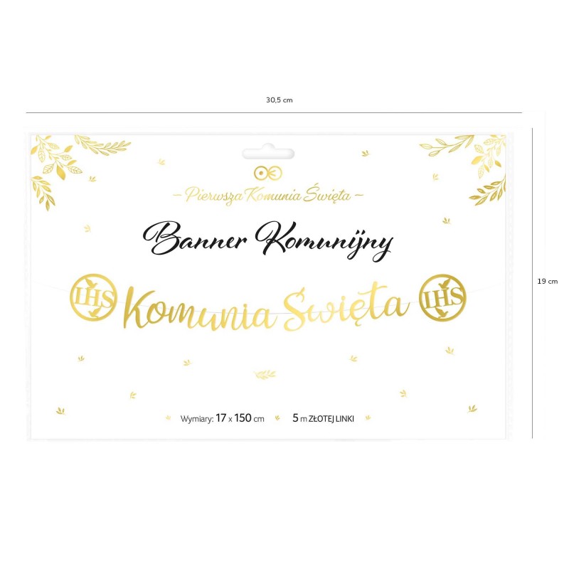 Baner komunijny Komunia Święta ZŁOTY NAPIS Komunia Święta