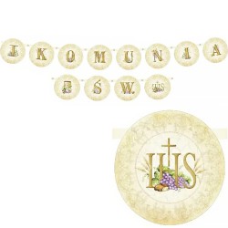 Girlanda komunijna Komunia Święta baner papierowy 200 cm