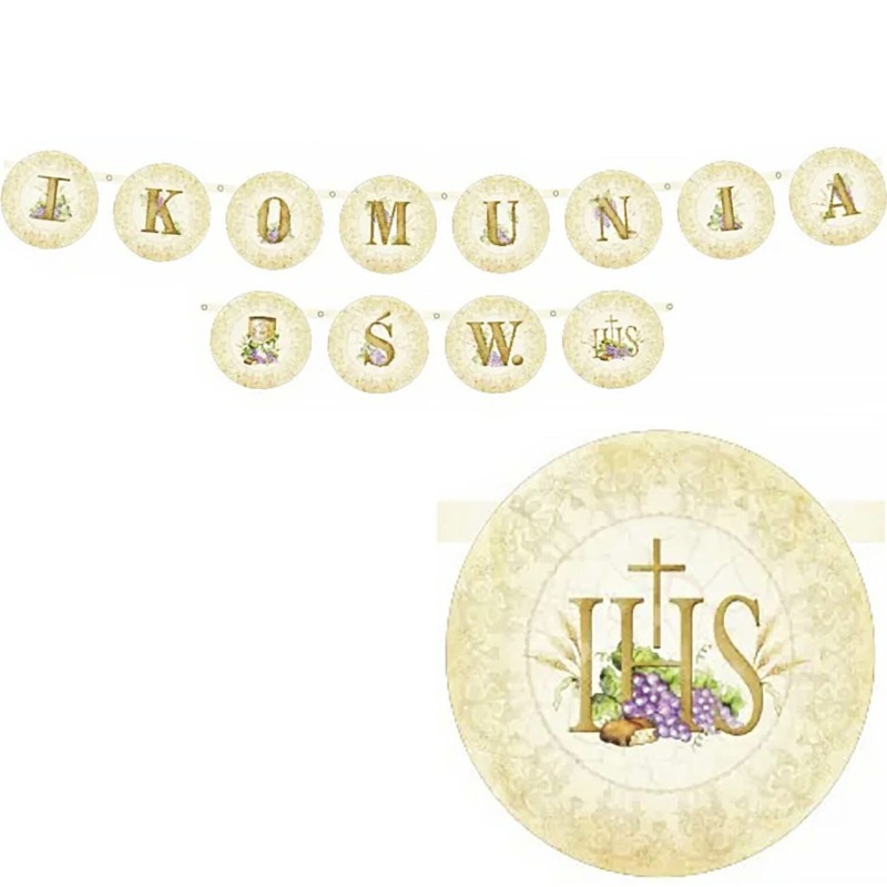 Girlanda komunijna Komunia Święta baner papierowy 200 cm