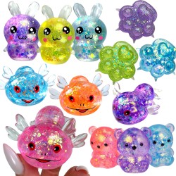 Zestaw 12 gniotków maltoza zwierzaki miś królik kotek aksolotl 6 cm