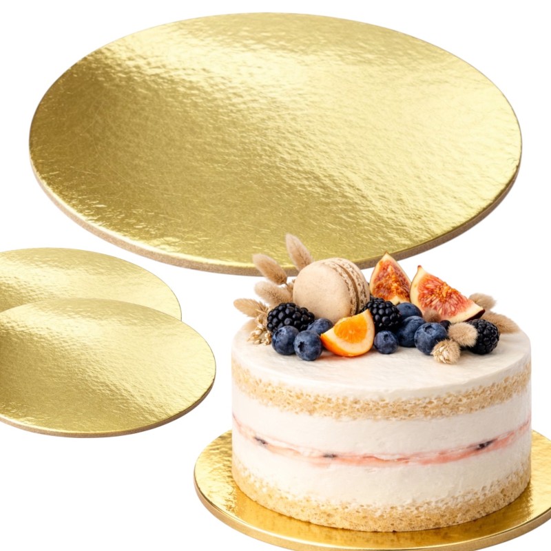 Złoty podkład pod tort 20 cm sztywny patera cukiernicza 2 szt