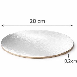 Okrągłe podkładki pod tort srebrne 20 cm 2 mm patera cukiernicza 2 sztuki