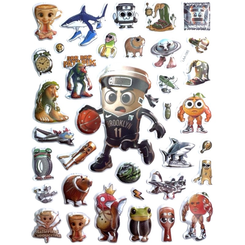 Naklejki motywacyjne 3D BrainRot wypukłe 35 szt. winylowe