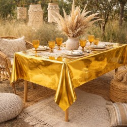 Metaliczny obrus imprezowy złoty 137x183 cm 1 szt.