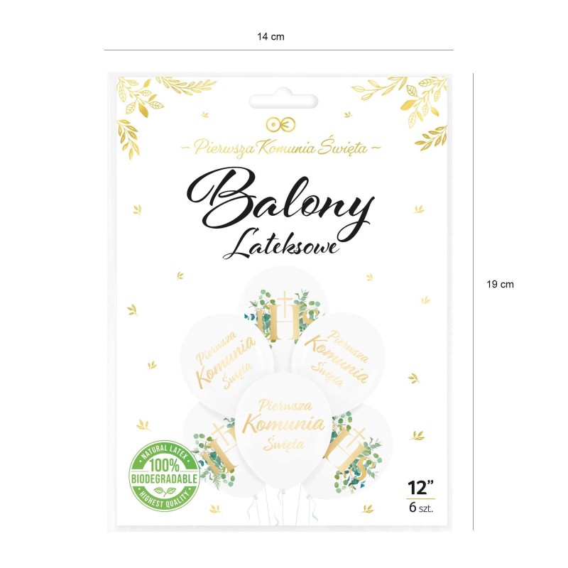 Balony komunijne IHS Pierwsza Komunia Święta 6 szt. 30 cm