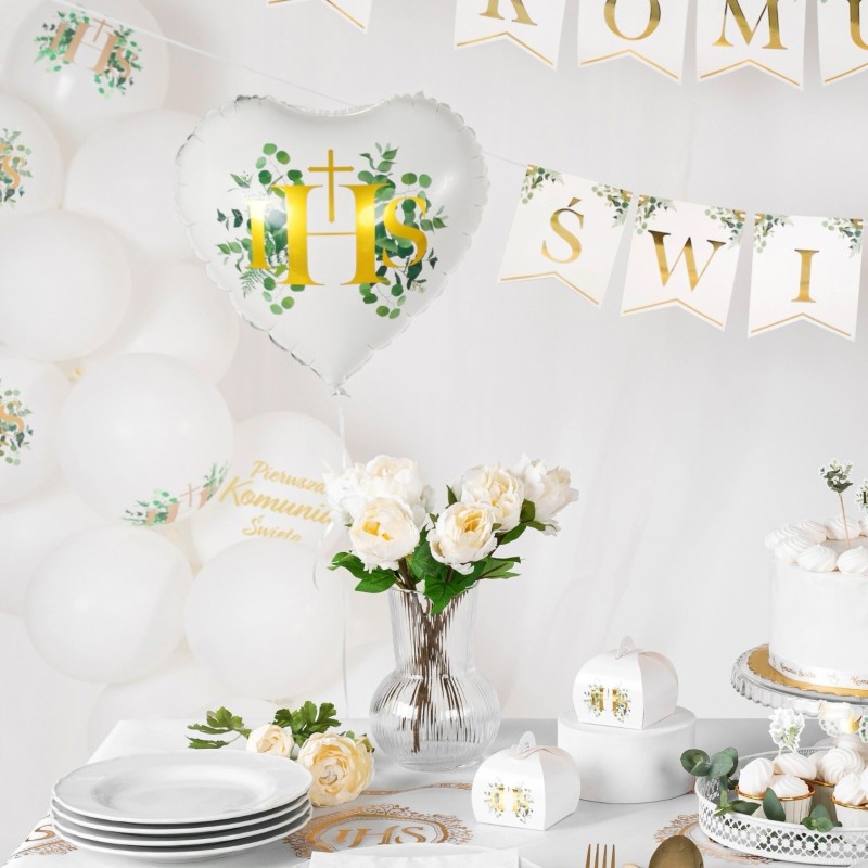 Balony komunijne IHS Pierwsza Komunia Święta 6 szt. 30 cm