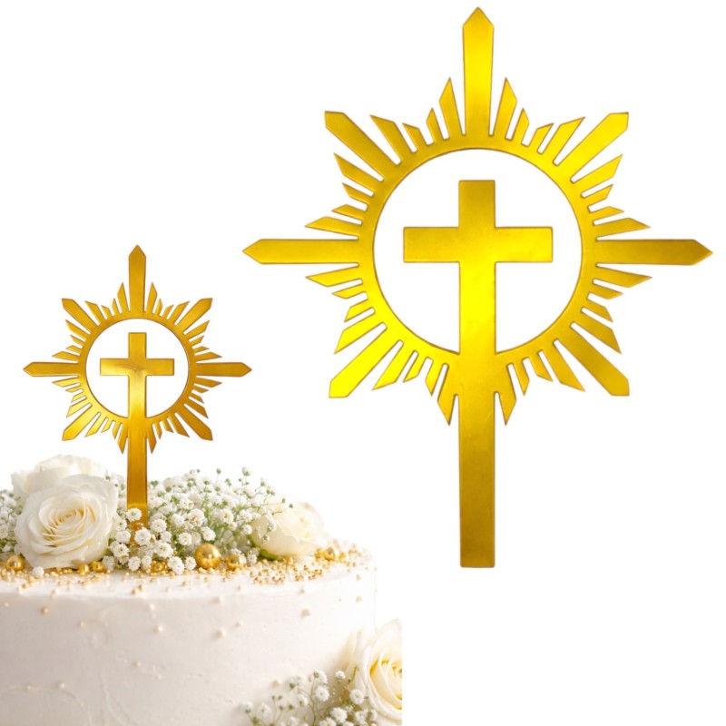 Zestaw dekoracji stołu na Komunię IHS biało złoty 1 komplet