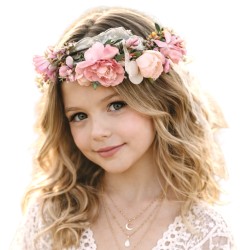 Wianek boho na głowę pastelowe kwiaty regulowany 1 szt.