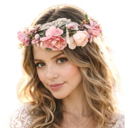 Wianek boho na głowę pastelowe kwiaty regulowany 1 szt.