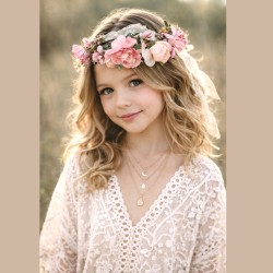 Wianek boho na głowę pastelowe kwiaty regulowany 1 szt.