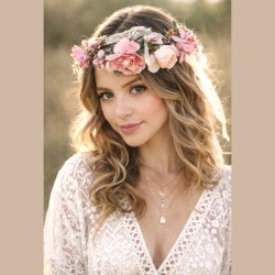 Wianek boho na głowę pastelowe kwiaty regulowany 1 szt.