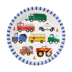Talerzyki papierowe pojazdy 18 cm 6 szt