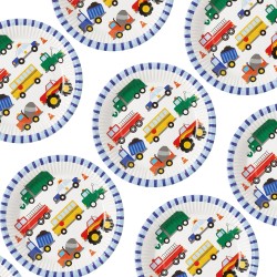 Talerzyki papierowe pojazdy 18 cm 6 szt