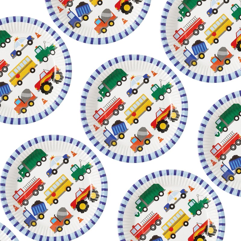 Talerzyki papierowe pojazdy 18 cm 6 szt