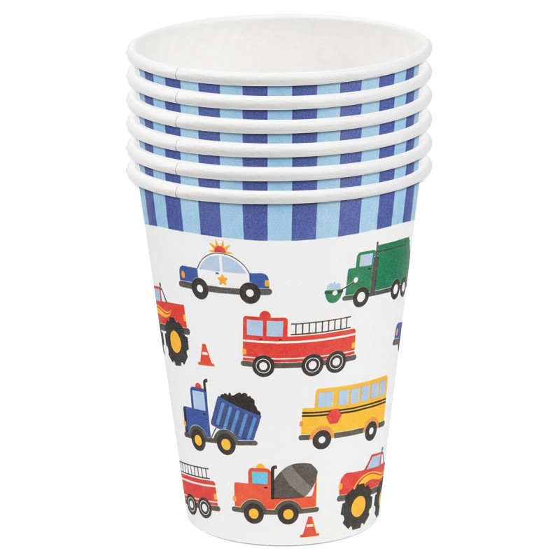 Kubeczki papierowe w auta i autobus 6 szt na urodziny