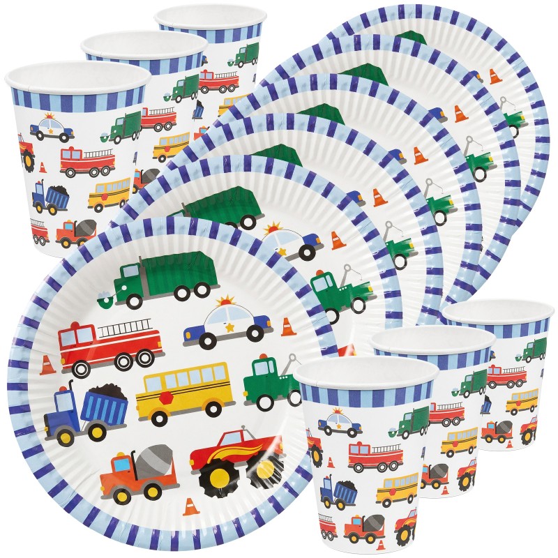 Zestaw imprezowy Auta 6 kubeczków i 6 talerzyków 18 cm