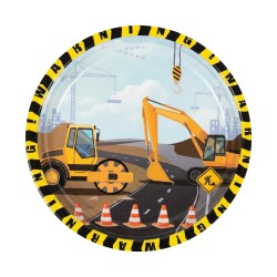 Talerzyki papierowe budowa dźwig koparka walec 18 cm 6 szt
