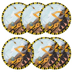 Talerzyki papierowe budowa dźwig koparka walec 18 cm 6 szt