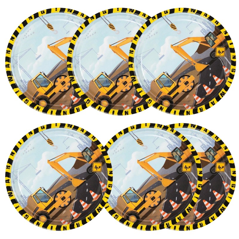 Talerzyki papierowe budowa dźwig koparka walec 18 cm 6 szt