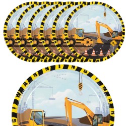 Talerzyki papierowe budowa dźwig koparka walec 18 cm 6 szt