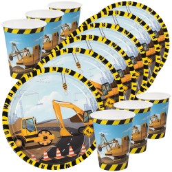 Zestaw Budowa party - 6 talerzyków 18 cm i 6 kubków 250 ml