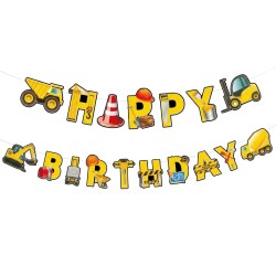 Baner girlanda urodzinowa Happy Birthday budowa party 1 szt.