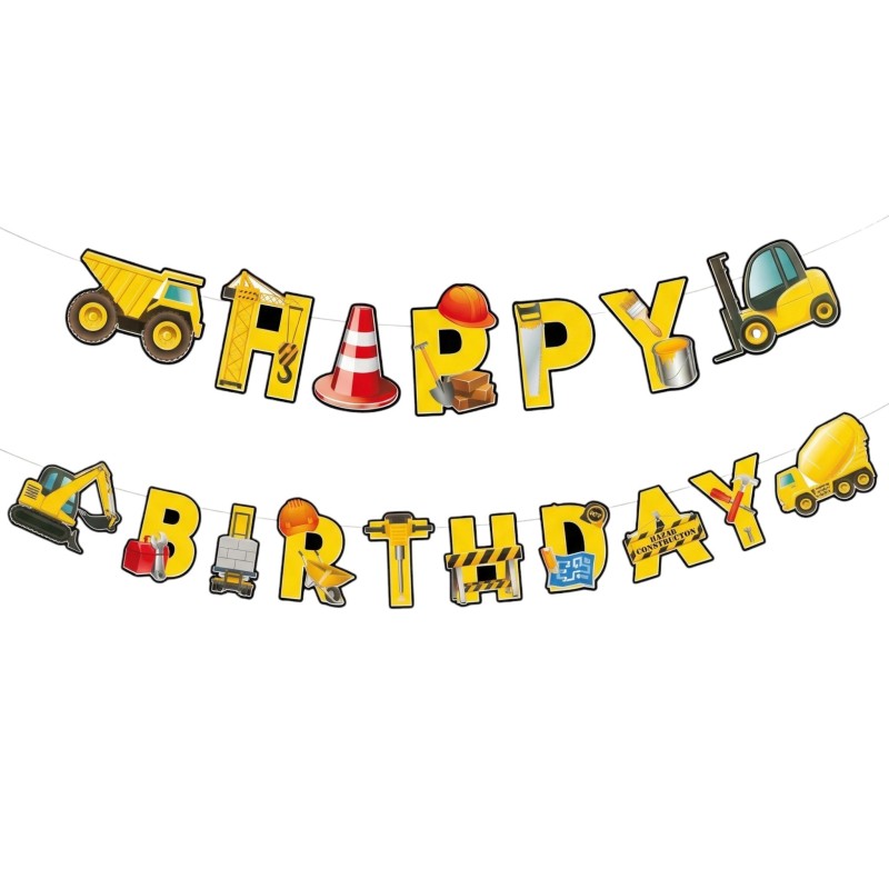 Baner girlanda urodzinowa Happy Birthday budowa party 1 szt.