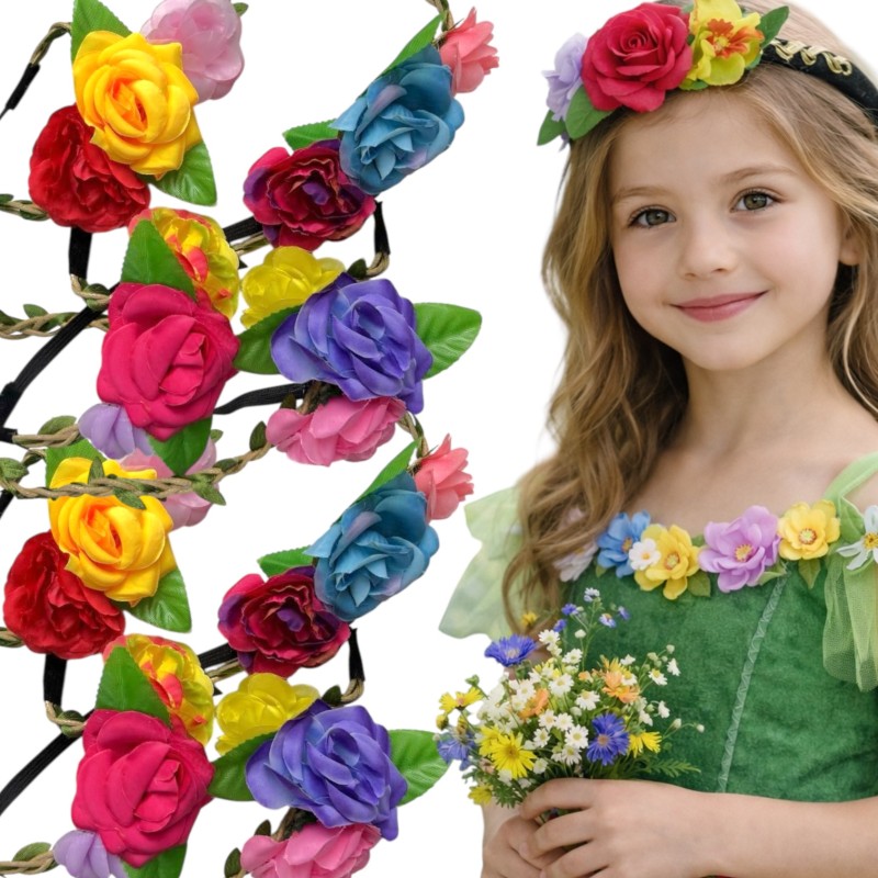 Strój Pani Wiosna spódniczka tiulowa tutu + opaska kwiaty 2 el.