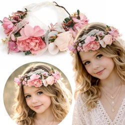 Wianek boho na głowę pastelowe kwiaty regulowany 1 szt.