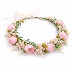 Wianek boho na głowę pastelowe kwiaty regulowany 1 szt.