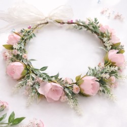 Wianek boho na głowę pastelowe kwiaty regulowany 1 szt.