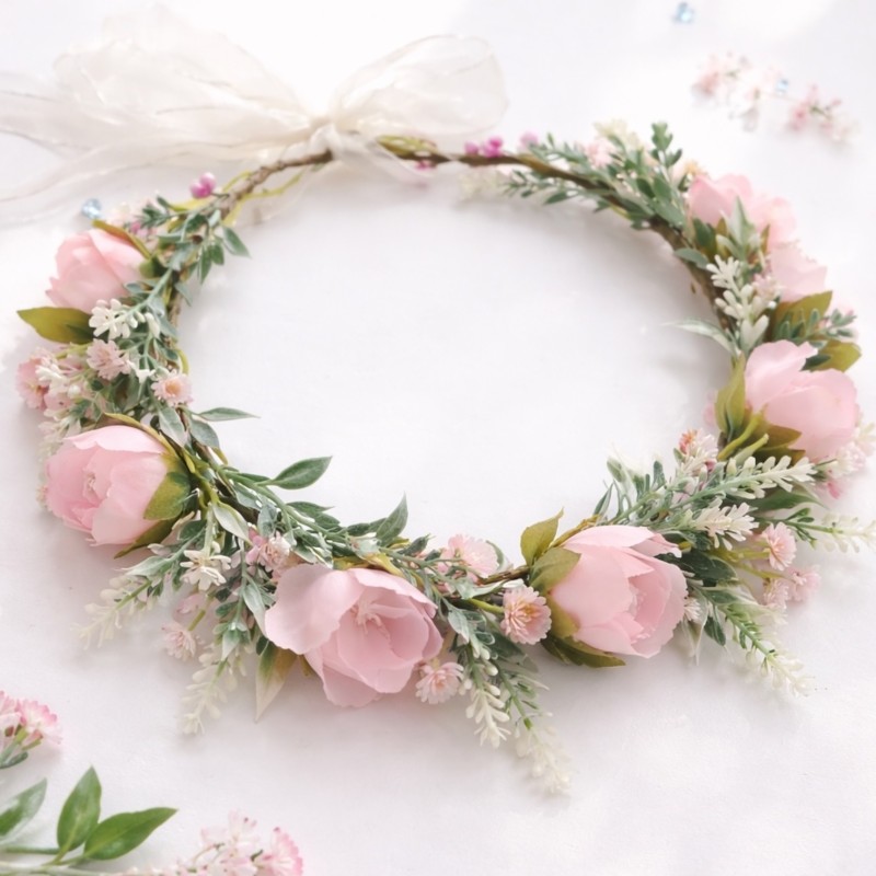 Wianek boho na głowę pastelowe kwiaty regulowany 1 szt.