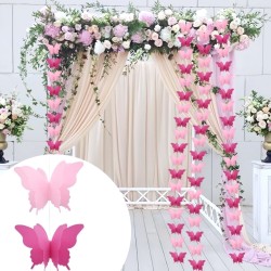 Girlanda dekoracyjna papierowe motyle różowe 3 m 18 szt.