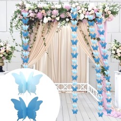 Girlanda dekoracyjna niebieskie motyle 3 m, papierowa, 1 szt.