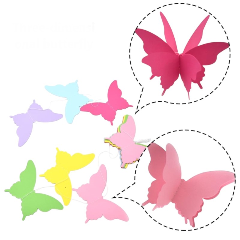 Girlanda Kolorowe Motylki 3 m papierowa dekoracja 18 szt.