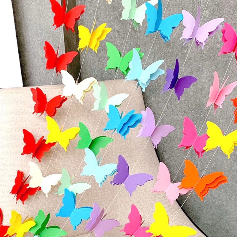 Girlanda Kolorowe Motylki 3 m papierowa dekoracja 18 szt.