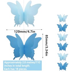 Girlanda dekoracyjna niebieskie motyle 3 m, papierowa, 1 szt.