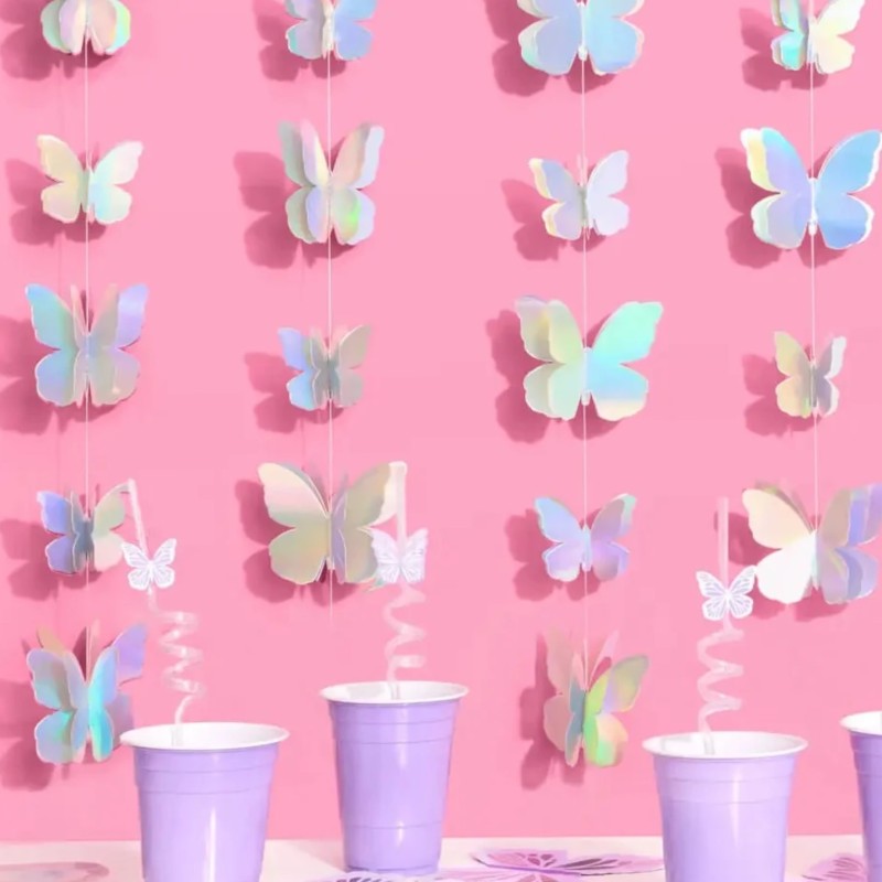 Girlanda holograficzne motyle 2 m dekoracja imprezowa 1 szt.