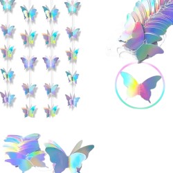 Girlanda holograficzne motyle 2 m dekoracja imprezowa 1 szt.