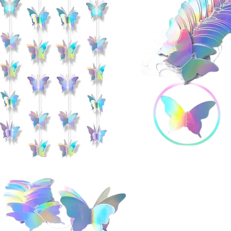 Girlanda holograficzne motyle 2 m dekoracja imprezowa 1 szt.
