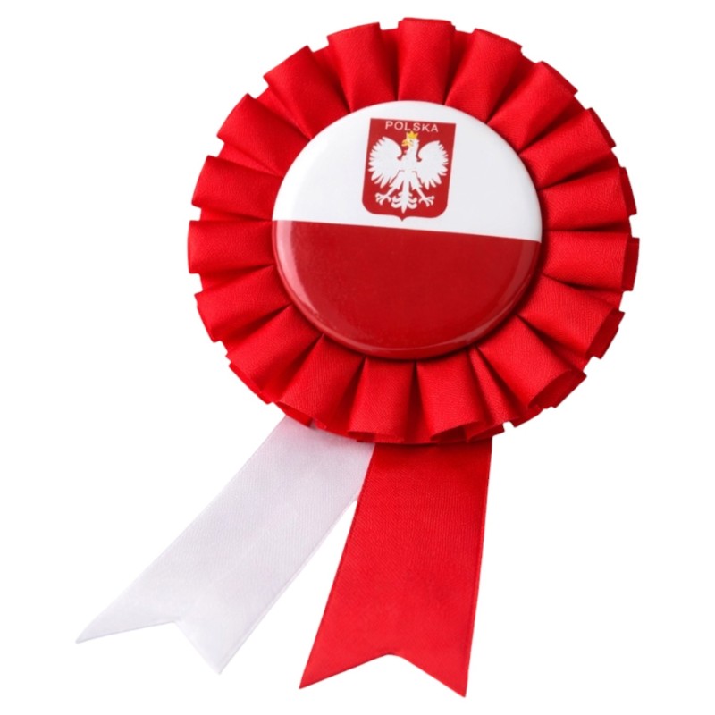 Kotylion patriotyczny Polska biało czerwony 1 szt 14 cm