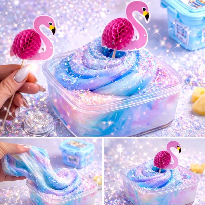 Zestaw sensoryczny slime pudding z miseczką, posypką i dekorami