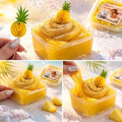 Zestaw sensoryczny slime pudding ananas z miseczką i dekorami