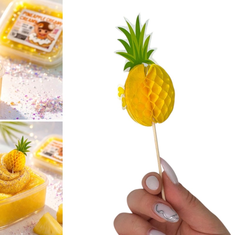 Zestaw sensoryczny slime pudding ananas z miseczką i dekorami